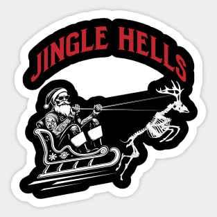 Christmas Jingle Hells Santa with Skeleton Reindeer Sticker